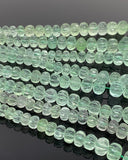 16” Natural Fluorite Gemstone Beads, Green Fluorite Carved Melon Pumpkin Beads, Jewelry Supplies, Wholesale Bulk Beads,
