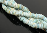 16” Natural Larimar Heishi Beads, Larimar Gemstone Beads, Bulk Wholesale Beads, Tyre Beads AA Grade