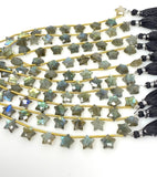Natural Labradorite Gemstone Beads, Labradorite Star Beads, Bulk Wholesale Beads, 10.5x10.5mm , 5" Strand/ 10 Beads