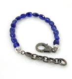 Natural Blue Sapphire Gemstone Bracelet, Pave Diamond Adjustable Bracelet, Sapphire Jewelry, September Birthstone Jewelry
