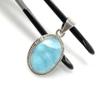 Natural Larimar Gemstone Pendant, Bohemian Jewelry, Sterling Silver Pendant, Gifts for Her, 1.50” x 0.75”