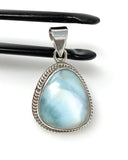 Natural Larimar Gemstone Pendant, Bohemian Jewelry, Sterling Silver Pendant, Gifts for Her, 1.50” x 0.85”