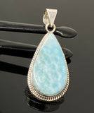Larimar Pendant, Gemstone Pendant, Bohemian Jewelry, Sterling Silver Pendant, Natural Gemstone Pendant, 1.85” x 0.80”