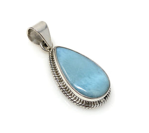 Larimar Pendant, Gemstone Pendant, Bohemian Jewelry, Sterling Silver Pendant, Natural Gemstone Pendant, 1.60” x 0.75”