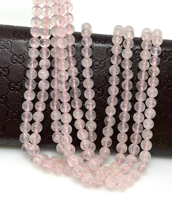 6.5mm Rose Quartz Gemstone Beads, Jewelry Supplies for Jewelry Making, Wholesale Bulk Beads, AAA Quality, 15” Strand