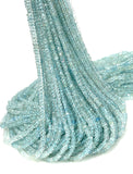 Aquamarine Gemstone Beads, Wholesale Beads, Jewelry Supplies, Wholesale Bulk Beads, AAA Quality, 3mm - 3.5mm , 13.5” Strand