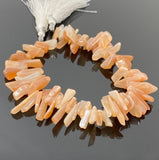 Natural Peach Moonstone Beads, Rough Polished Gemstone Beads, Jewelry Supplies for Jewelry Making, Wholesale Beads, 8"Strand