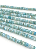 16” Natural Larimar Heishi Beads, Larimar Gemstone Beads, Bulk Wholesale Beads, Tyre Beads AAA Grade