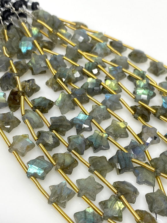 Natural Labradorite Gemstone Beads, Labradorite Star Beads, Bulk Wholesale Beads, 10.5x10.5mm , 5
