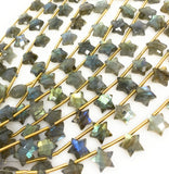 Natural Labradorite Gemstone Beads, Labradorite Star Beads, Bulk Wholesale Beads, 10.5x10.5mm , 5" Strand/ 10 Beads