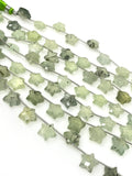 Natural Prehnite Beads, Gemstone Star Beads, Bulk Wholesale Beads, Jewelry Supplies, 10mm - 10.5mm, 5” Strand/ 10 Beads