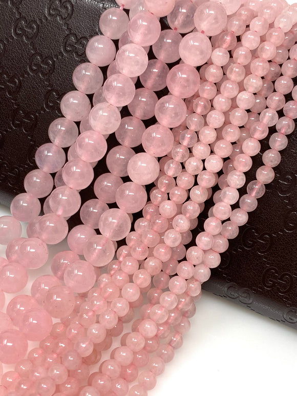 15” Rose Quartz Gemston Beads, Jewelry Supplies for Jewelry Making, Wholesale Supplies, Bulk Beads, AAA Quality