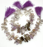 Natural Multi Gemstone Beads, Amethyst, Smokey Quartz and Rutilated Quartz Rough Polished Uncut Beads, Gemstone Beads, 11mm -20mm, 8" Strand