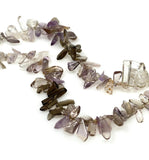 Natural Multi Gemstone Beads, Amethyst, Smokey Quartz and Rutilated Quartz Rough Polished Uncut Beads, Gemstone Beads, 11mm -20mm, 8" Strand
