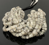 16" Natural Black Rutile Heishi Beads, Tyre Shape Gemstone Beads, Jewelry Supplies, Wholesale Beads, Bulk Beads, AAA Quality