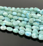 Larimar Beads, Gemstone Beads, Genuine Dominican Republic Larimar Beads - AAA Quality, JewelrySupplies, 8x7mm - 16x11mm