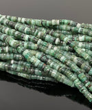 16" Natural Emerald Gemstone Beads, Smooth Emerald Heishi Tyre Beads, May Birthstone Jewelry Supplies