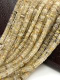 16" Golden Rutile Heishi Beads, Golden Rutile Tyre Shape Gemstone Beads, Jewelry Supplies, Bulk Wholesale Beads, AAA Quality