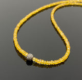 17.5” Genuine Yellow Songea Sapphire Necklace with Pave Diamond Clasp, Natural Yellow Sapphire Necklace, AAA Grade, Gifts for Her