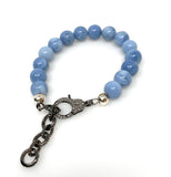 Natural Blue Opal Gemstone Bracelet, Pave Diamond Adjustable Bracelet, AAA Grade Blue Opal Jewelry, Gifts for Her