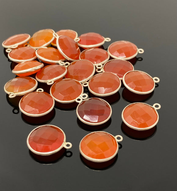 10Pcs/12 Pcs Natural Carnelian Gemstone Charms, Silver Plated Charms , Wholesale Jewelry Findings, Jewelry Supplies, 19x16mm