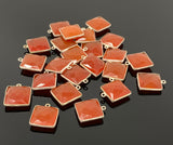 10Pcs/ 13Pcs Natural Carnelian Gemstone Charms, Silver Plated Charms , Wholesale Jewelry Findings, Bulk Jewelry Supplies, 18.5x11.5mm