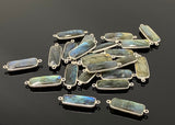 10Pcs / 13 Pcs Labradorite Connectors, Silver Plated Gemstone Connectors, Labradorite Links, Bulk Wholesale Jewelry Supplies