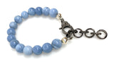 Natural Blue Opal Gemstone Bracelet, Pave Diamond Adjustable Bracelet, AAA Grade Blue Opal Jewelry, Gifts for Her