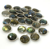 7 Pcs Labradorite Gemstone Charms, Sterling Plated Bulk Charms, Wholesale Jewelry Findings, Jewelry Supplies, 18x15mm - 18.5x15.5mm