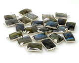 10 Pcs/ 13 Pcs Labradorite Gemstone Charms, Sterling Plated Bulk Charms, Wholesale Jewelry Findings, Jewelry Supplies, 18x11mm - 18.5x11.5m