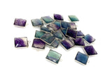 5Pcs/ 10 Pcs Fluorite Charms, Briolette Gemstone Charms, Silver Plated Jewelry Findings, Jewelry Supplies, 18x15mm - 18.5x15.5mm