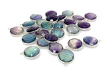8 Pcs/ 10 Pcs Fluorite Charms, Briolette Gemstone Charms, Silver Plated Jewelry Findings, Jewelry Supplies, 18.5mm x 15.5mm