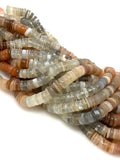 16” Natural Multi Moonstone Heishi Beads, Disc Gemstone Beads, Wholesale Beads, Multi Moonstone Tyre Beads, 6mm - 7mm