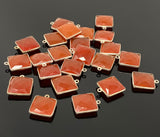 10Pcs/ 13Pcs Natural Carnelian Gemstone Charms, Silver Plated Charms , Wholesale Jewelry Findings, Bulk Jewelry Supplies, 18.5x11.5mm