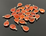 7 Pcs / 10Pcs Natural Carnelian Gemstone Charms, Silver Plated Charms , Wholesale Jewelry Findings, Jewelry Supplies, 18.5mm x 11.5mm