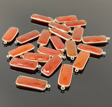 10Pcs/12 Pcs Natural Carnelian Gemstone Charms, Silver Plated Charms , Wholesale Jewelry Findings, Jewelry Supplies, Bar Shape Charms