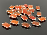 6 Pcs Natural Carnelian Gemstone Connectors, Silver Plated Links , Wholesale Jewelry Findings, Jewelry Supplies