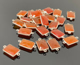6 Pcs Natural Carnelian Gemstone Connectors, Silver Plated Links , Wholesale Jewelry Findings, Jewelry Supplies