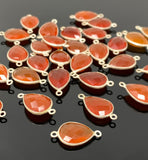 9 Pcs /10 Pcs Natural Carnelian Gemstone Connectors, Silver Plated Connectors , Wholesale Jewelry Findings, Jewelry Supplies, 21.65 x 11.5mm