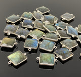 7Pcs /10Pcs Labradorite Connectors, Silver Plated Gemstone Connectors, Labradorite Links, Bulk Wholesale Jewelry Supplies