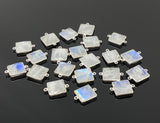 10 Pcs / 11 Pcs Rainbow Moonstone Connectors, Gemstone Connectors, Silver Plated Jewelry Findings, Jewelry Supplies, 20x15mm - 22x15.5mm