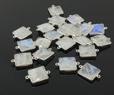 10 Pcs / 11 Pcs Rainbow Moonstone Connectors, Gemstone Connectors, Silver Plated Jewelry Findings, Jewelry Supplies, 20x15mm - 22x15.5mm