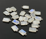 10 Pcs/13 Pcs Rainbow Moonstone Charms, Gemstone Charms, Silver Plated Jewelry Findings, Jewelry Supplies, 17.5x11mm - 19x12mm