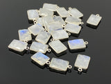 10 Pcs/13 Pcs Rainbow Moonstone Charms, Gemstone Charms, Silver Plated Jewelry Findings, Jewelry Supplies, 17.5x11mm - 19x12mm