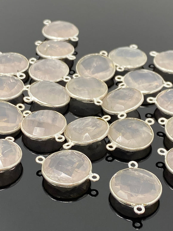 13 Pcs Rose Quartz Connector, Gemstone Connectors, Wholesale Bulk Jewelry Supplies, 21x15.5mm - 22x16mm