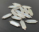 8 Pcs White Moonstone Connectors, Bar Gemstone Connectors, Silver Plated Jewelry Findings, Jewelry Supplies, 31x10.5mm - 32x11mm