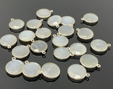 11 Pcs White Moonstone Charms, Gemstone Charms, Silver Plated Jewelry Findings, Jewelry Supplies, 18x15mm - 18.5x15.5mm