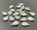 10 Pcs White Moonstone Charms, Gemstone Charms, Silver Plated Jewelry Findings, Jewelry Supplies, 18x11mm - 18.5x11.5mm