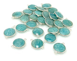 13 Pcs Peruvian Amazonite Gemstone Connector, Silver Plated Briolette Connectors, Jewelry Supplies, Wholesale Jewelry Findings
