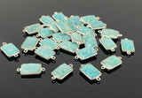 7Pcs / 10 Pcs Peruvian Amazonite Gemstone Connector, Silver Plated Briolette Connectors, Jewelry Supplies, Wholesale Jewelry Findings